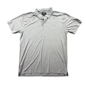 TRUE Golf Performance Polo Shirt Gray Skeleton Golfer Logo Size L